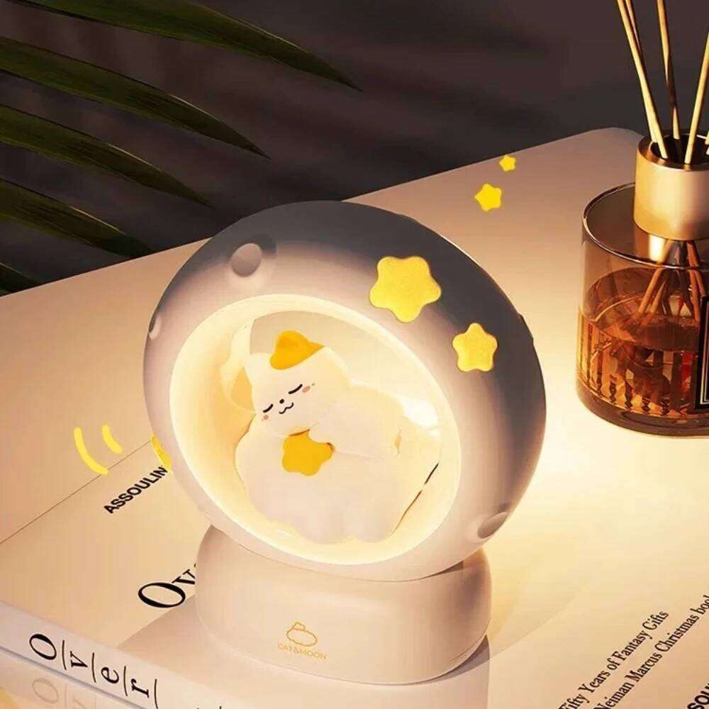 LED Moon Night Light Cute Animal Cartoon Rabbit Lamps USB Rechargeable Warm Bedroom Decoration Sleeping Lights Z260227