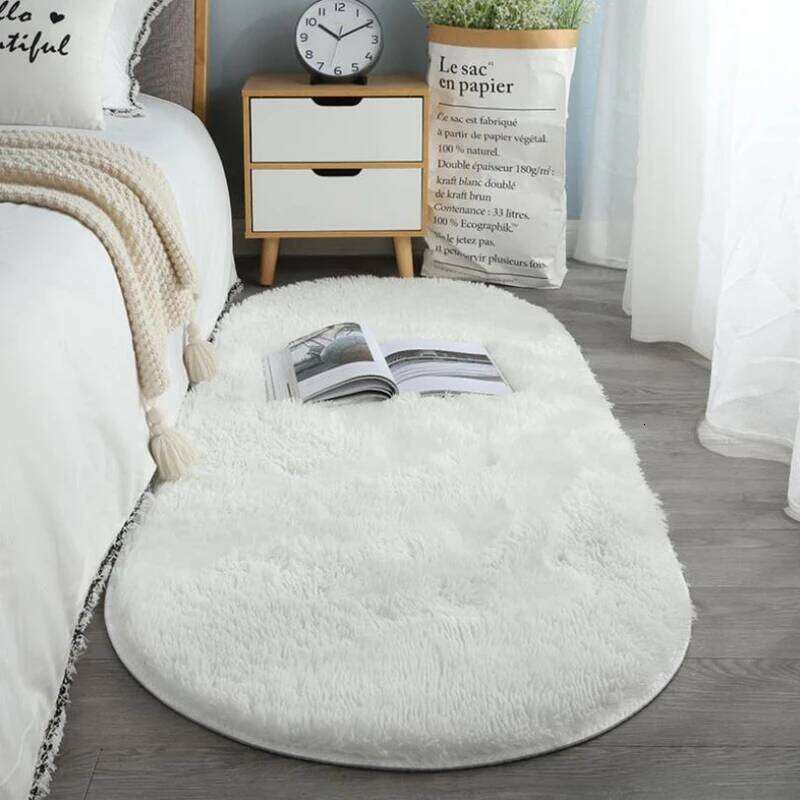 VIKAMA Oval Soft Silkly Plush Carpet Modern Home Decor Living Room Sofa Coffee Table Floor Rug Girl Bedroom Foot Mat H260226
