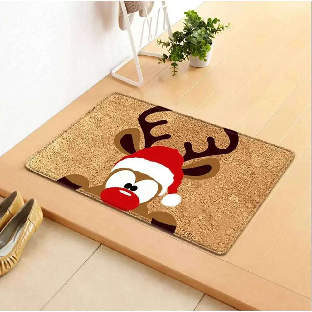VIKAMA Merry Christmas Welcome Doormat Winter Non-Slip Rubber Backed Floor Mat for Home Indoor Outdoor Entrance Decoration H260226