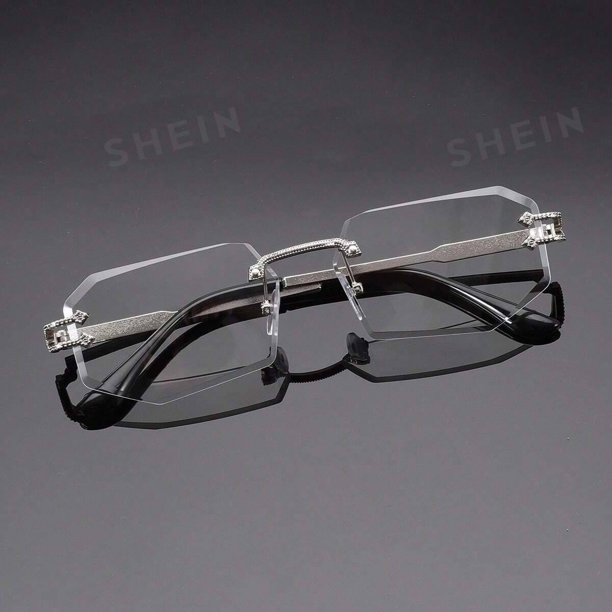2026 fashion UV400 women's glasses new luxury small frame metal sunglasses custom logo fashion rimless diamond cut sunglasses