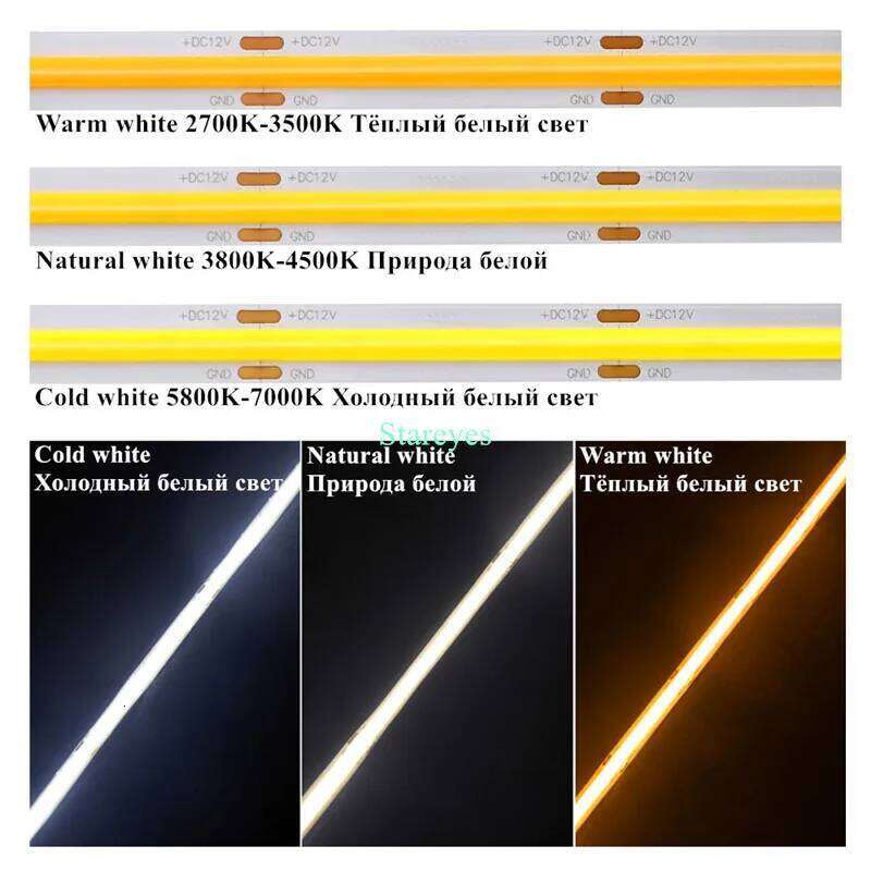 COB Strip 320 480 LED/m 5m 10m 12V 24V High Density Flexible FOB FCOB Led Light RA 90 LED Tape Rope Linear Dimmable Z260226