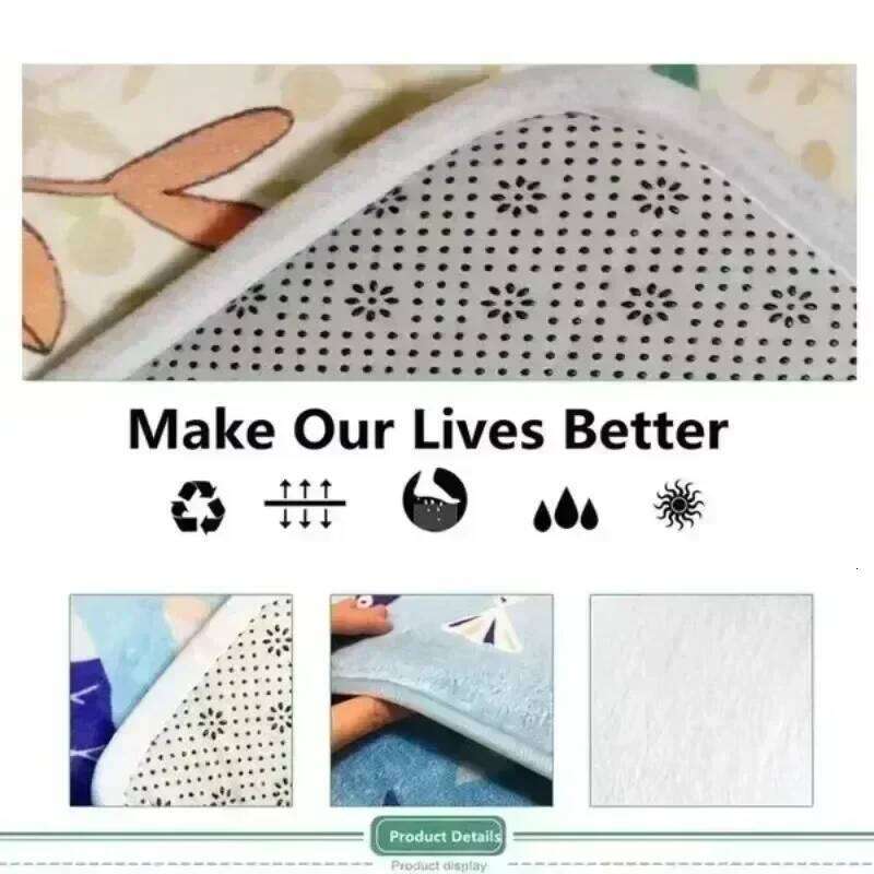 Cartoon Children's Flannel Carpet Carpets Bed Washroom Floor Mat Rug Dining Rugs for Living Room Decoration Maison H260226