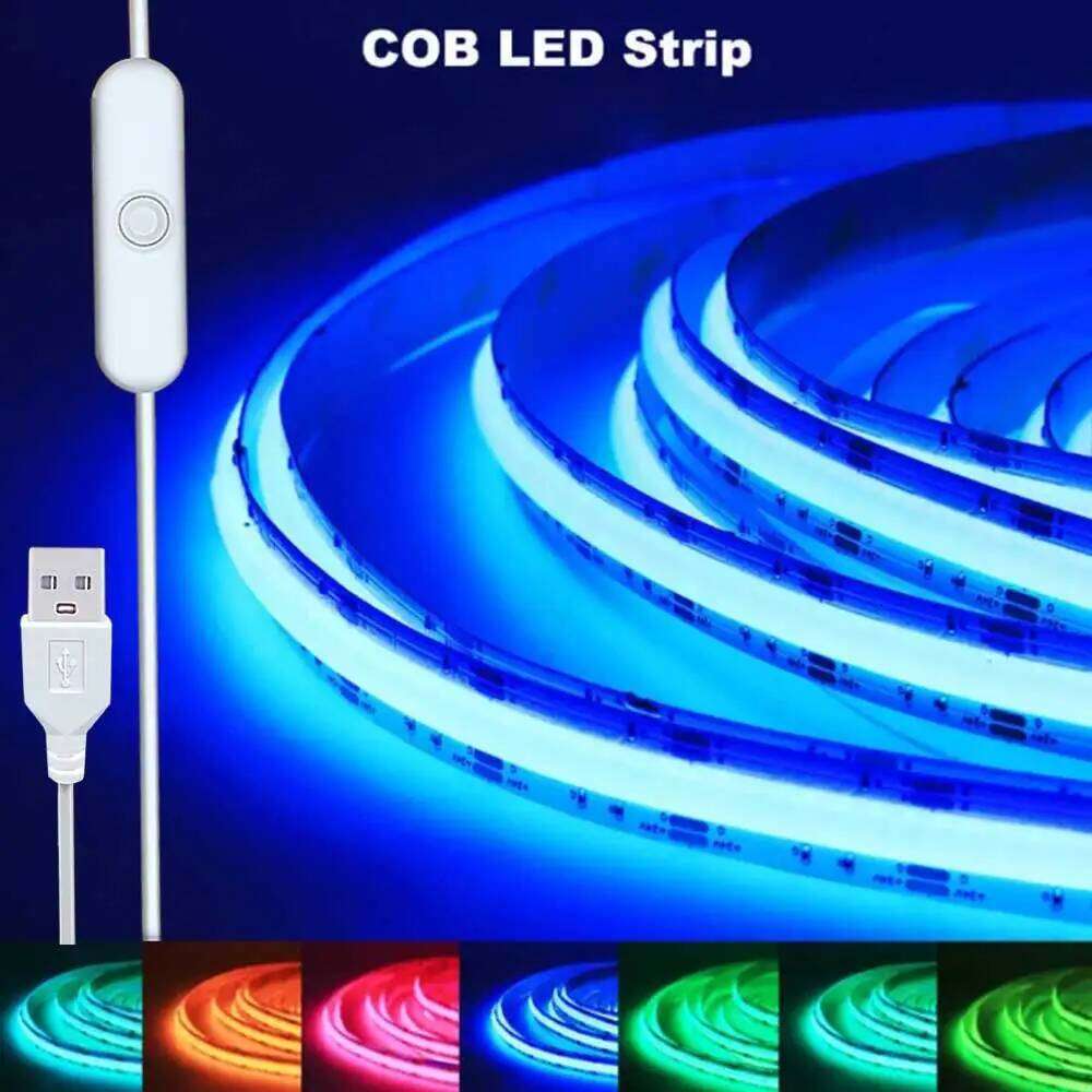 COB LED Strip Light 400LEDs/m High Density Flexible 8mm FOB Tape Lights Ribbon RA90 Warm Nature Cold White Dimmable DC5V Z260226