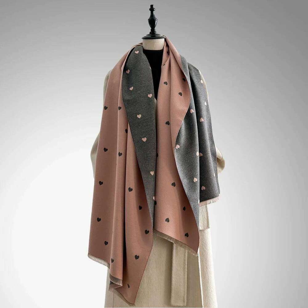 Autumn Winter New Elegant Flowers Design Imitation Cashmere Soft Warm Versatile Shawl Coldproof Windproof Blanket Scarf Z260226