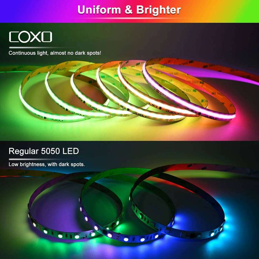 FCOB RGB+IC Strip Lights WS2811 Addressable 420 LEDs/m SPI LED Tape APP Control Music Sync DC24V Flexible Ribbon Room Decor Z260226