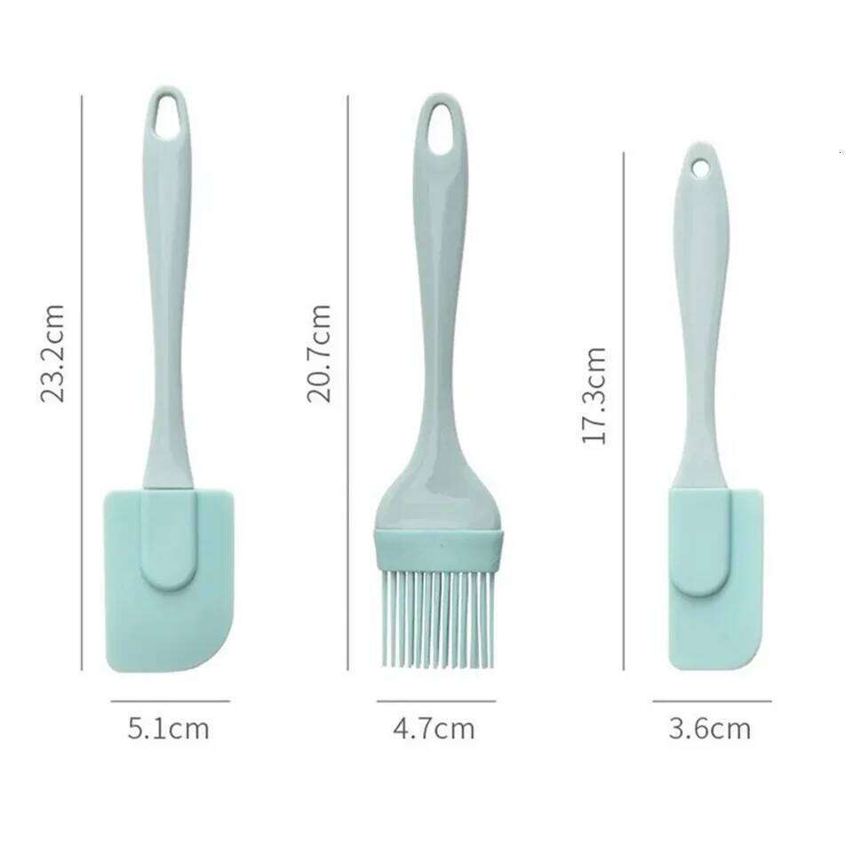 3Pcs Cream Scraper DIY Bread Cake Butter Mixer Oil Brush Kitchen Baking Tool Silicone Spatula Non-stick