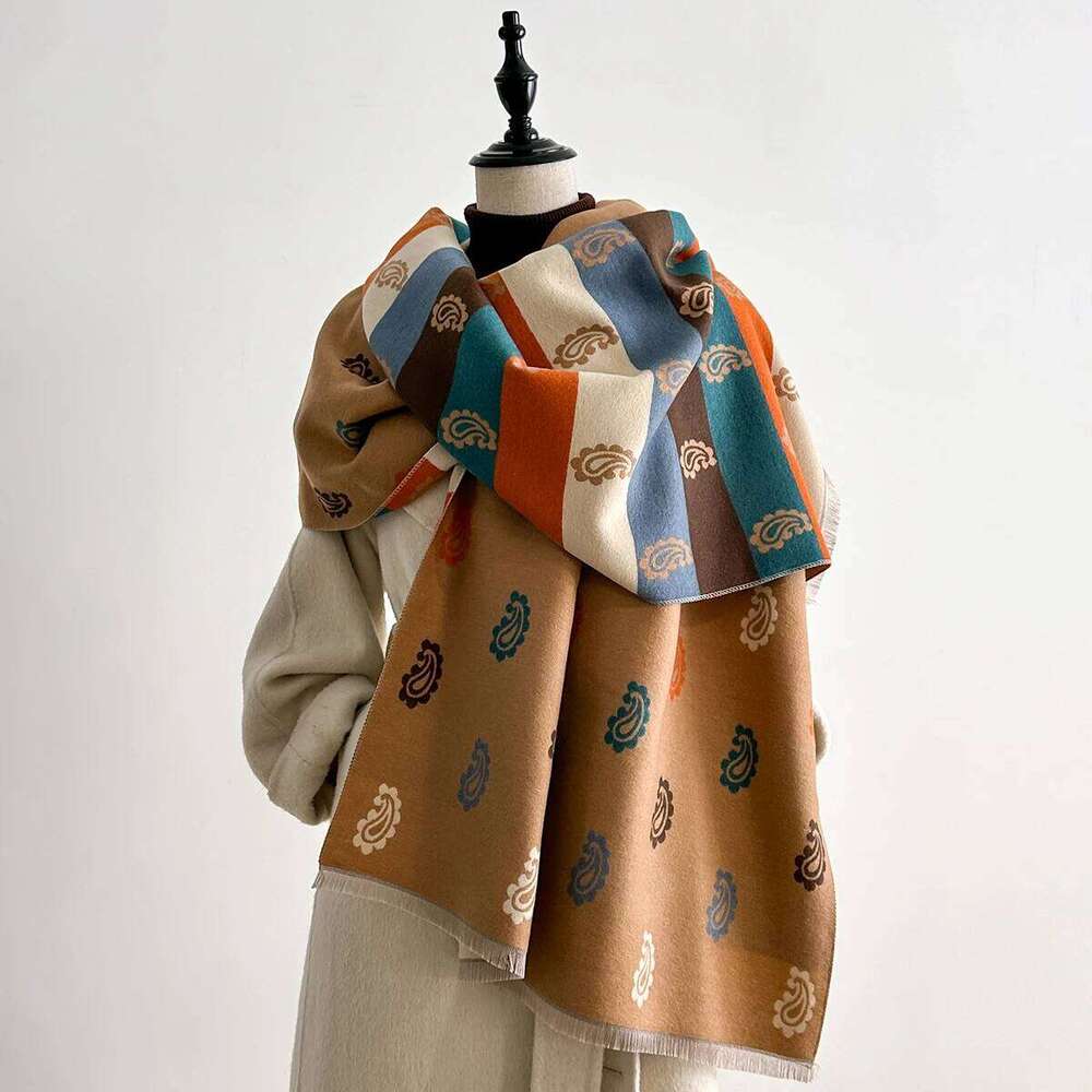 2025 Luxury Fashion Womens Colorful Paisley Pattern Shawl Pashmina Warm Autumn Winter Scarf for Mujer Femme Stylish Accessory Z260226