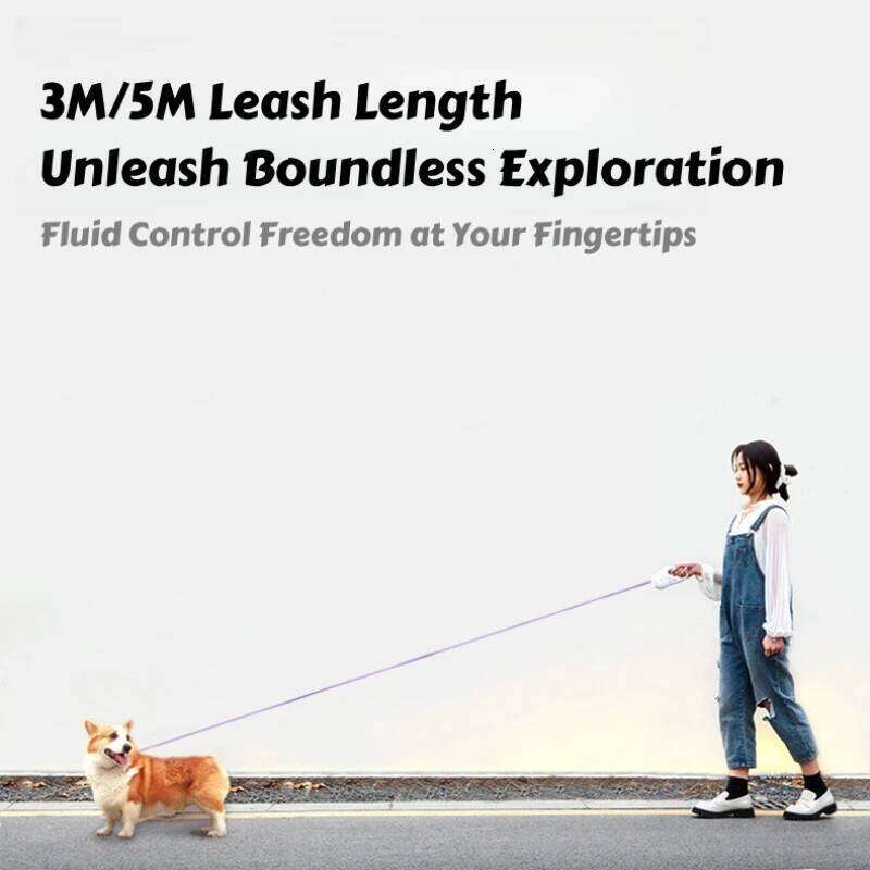 LED-Illuminated Retractable Dog Leash with One-Touch Lock Anti-Tangle, Comfort-Grip for Nighttime Safety & Hands-Free Control