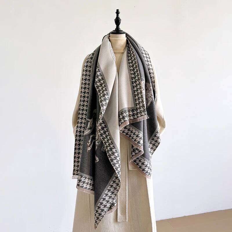 Elegant Zebra Striped Imitation Cashmere Soft Warm Versatile Shawl Coldproof Windproof Blanket Scarf for Autumn Winter Z260226