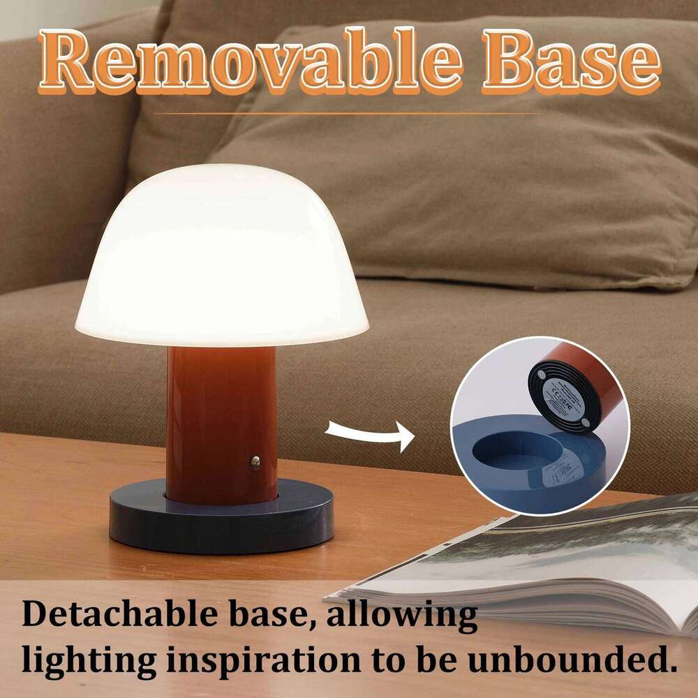 Mushroom table lamp bedroom bedside ambient LED touch switch USB charging restaurant coffee room decorative light Z260227