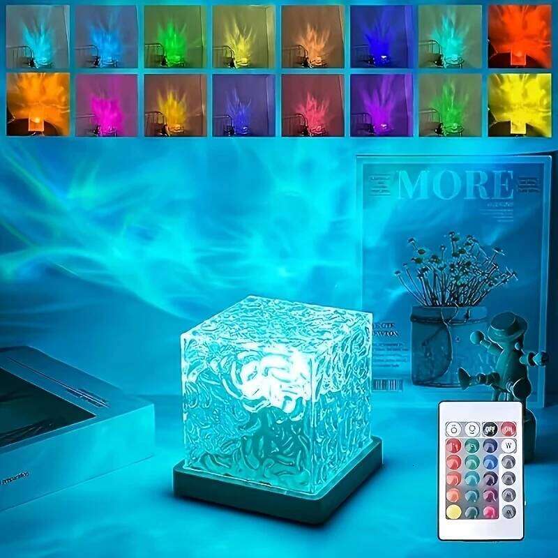 16 Colors Romantic Ocean Wave Projection Lamp Aura Light Aurora Home Decoration Underwater Projector Night Lights Remote Z260227