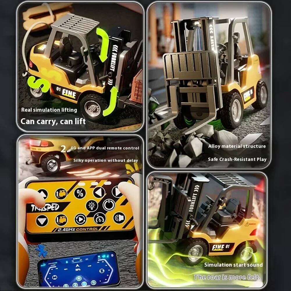 1/64 RC Forklift Trucks Alloy Mini Desktop Toys 2.4G Rc Cars Remote Control Engineer Vehicle Christmas Gifts for Boys Adults H260227
