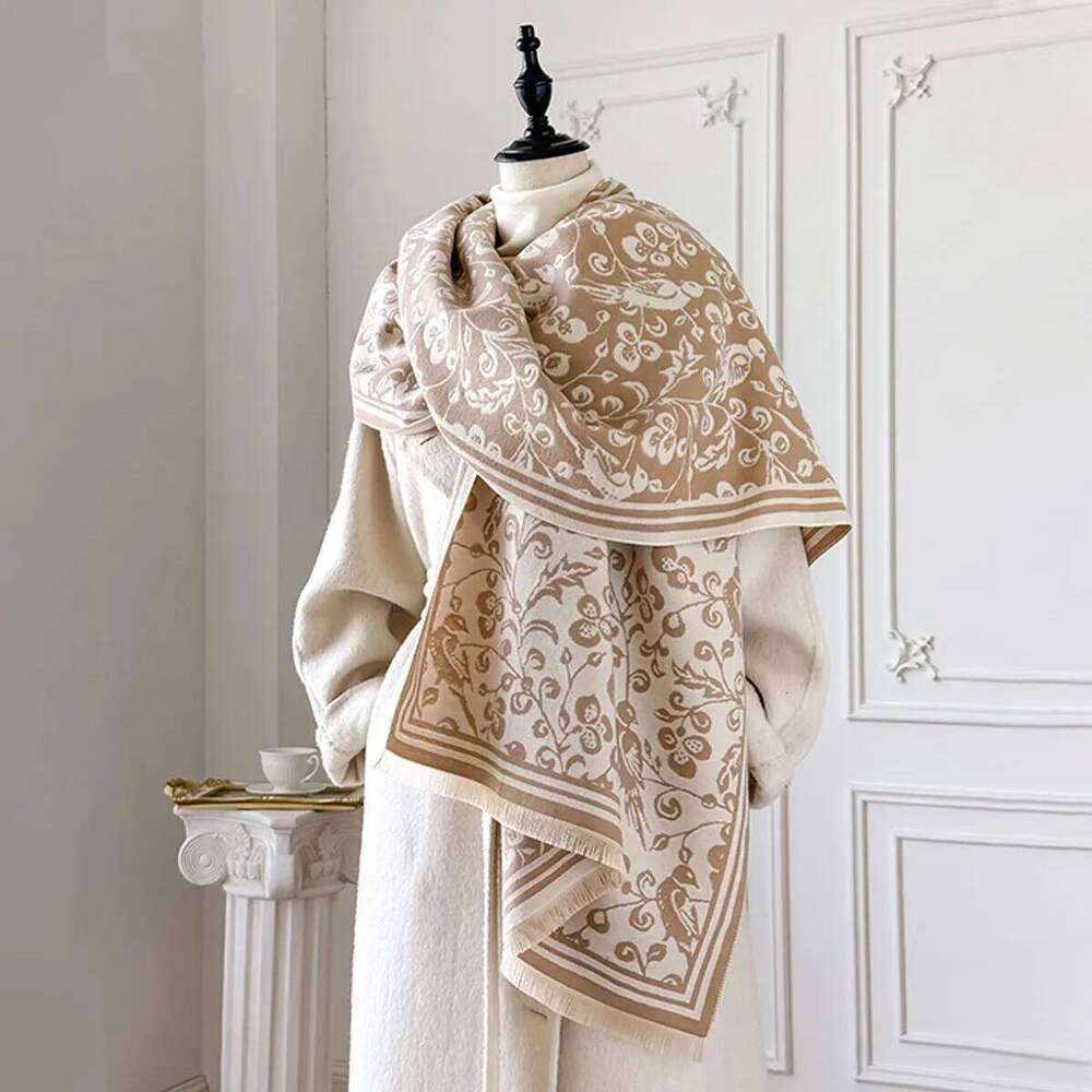 New Brand Elegance Two-Sided Jacquard Scarf pashmina Cashmere Soft Warm Fringe Pashmina Shawl Winter Coldproof Windproof Blanket Z260226