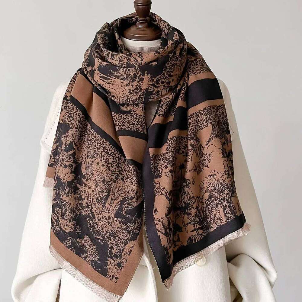 Luxury Winter Cashmere Scarf Women 2024 Design Warm Pashmina Blanket Poncho Scarves Female Shawl Wraps Thick Foulard Bufanda Z260226