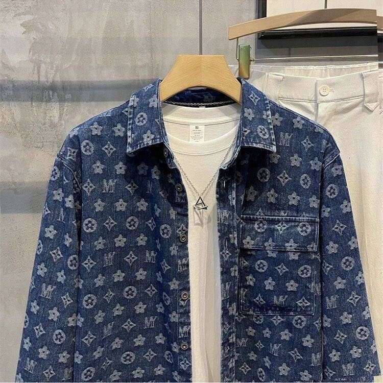 Denim 2025 Spring/Autumn New Trendy Brand Casual Stylish Retro Personalized Printed Work Shirt Jacket For Men