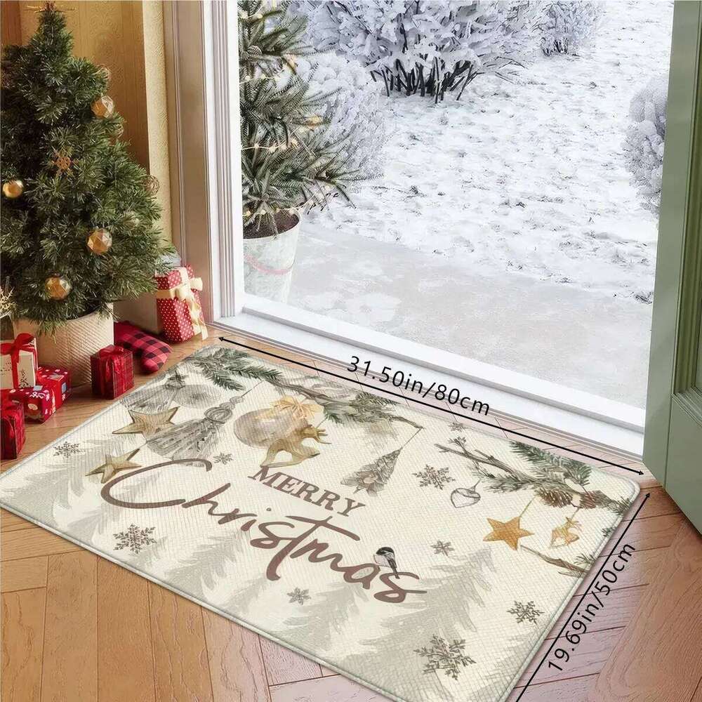 VIKAMA White Christmas Tree Pattern Bedroom, Living Room, Hallway Entrance Mat Soft Comfortable Rug Home Decor H260226