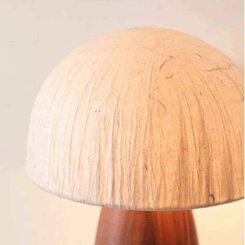 Japanese Retro Wooden Mushroom LED E27 Table Lamps Rice Paper Lampshade Creative Living Room Bedroom Study Restaurant Desk Light Z260227