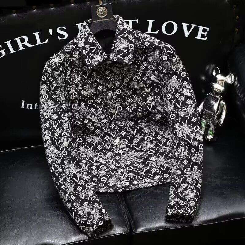 2024 New Spring And Autumn Men's Jacket With Turn-Down Collar, European Trendy Brand, Light Luxury Fashion Slim Fit Coat