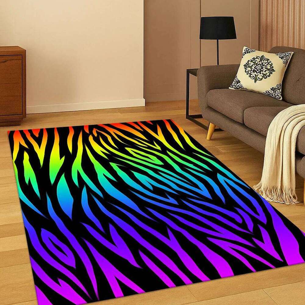 3D Zebra Leopard Print Tiger Stripe Carpet Rug for Playroom Bedroom Living Room Sofa Doormat Decor, Kid Game Non-slip Mat H260226