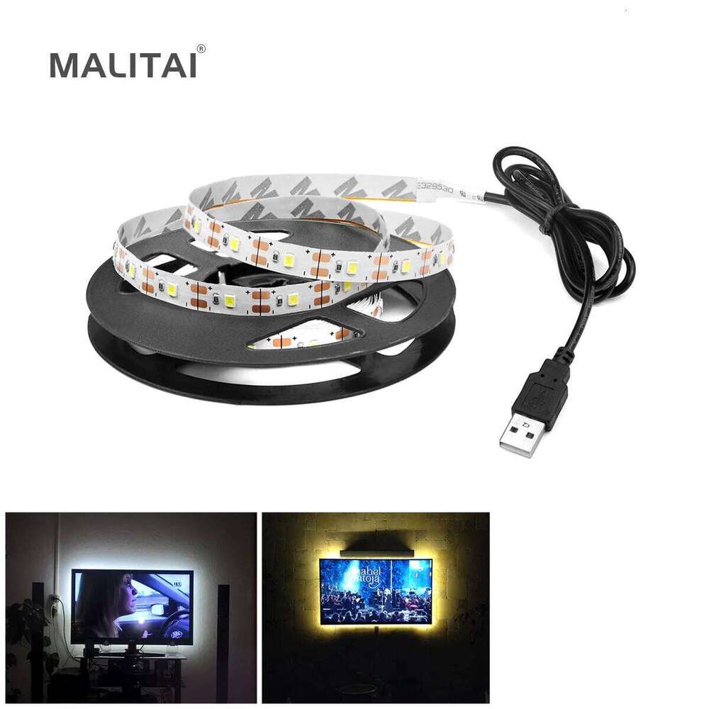 USB Strips 2835 Warm White DC 5V Strip TV Mirror Backlight Lighting Tape Room Decor Lamp Ribbon LED String Light Z260226