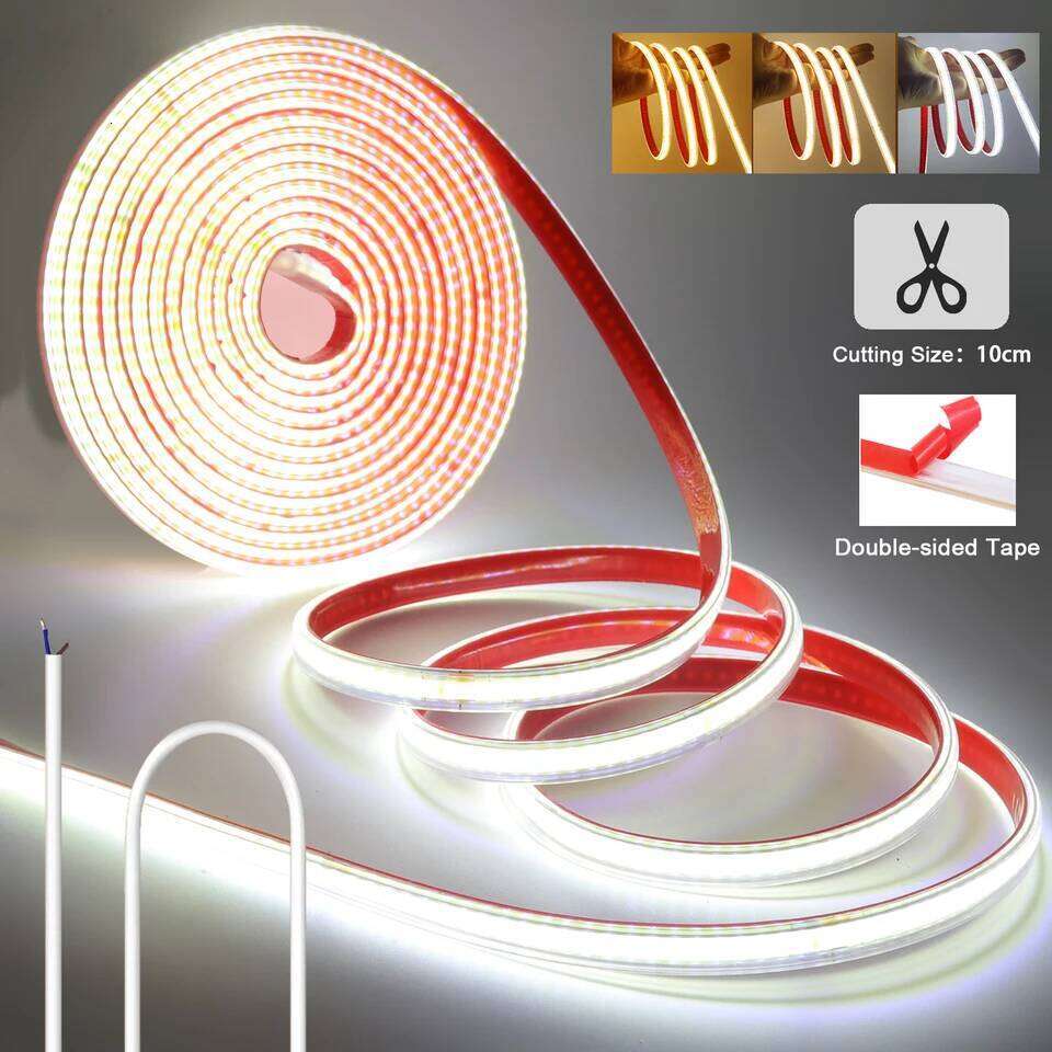 220V RA90 COB LED Strip Light IP67 Waterproof Driver Build In 10cm Can Be Cut 240LEDs/M Flexible Adhesive Tape Home Decoration Z260226