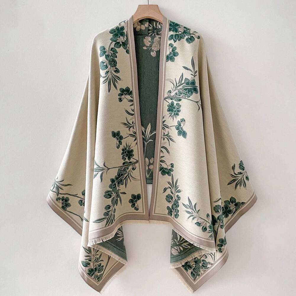 Women's Imitation Cashmere Warm Shawl Ethnic Style Cloak Fashionable Scarves Floral Print Coldproof and Windproof Scraf Z260226