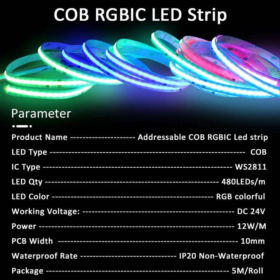 RGBIC COB LED Strip WS2811 24V 480 Diodes 5M 10M 15M 20M RGB IC Chasing Effect Lights Tape Diode Ribbon Lamp for Room Decoration Z260226