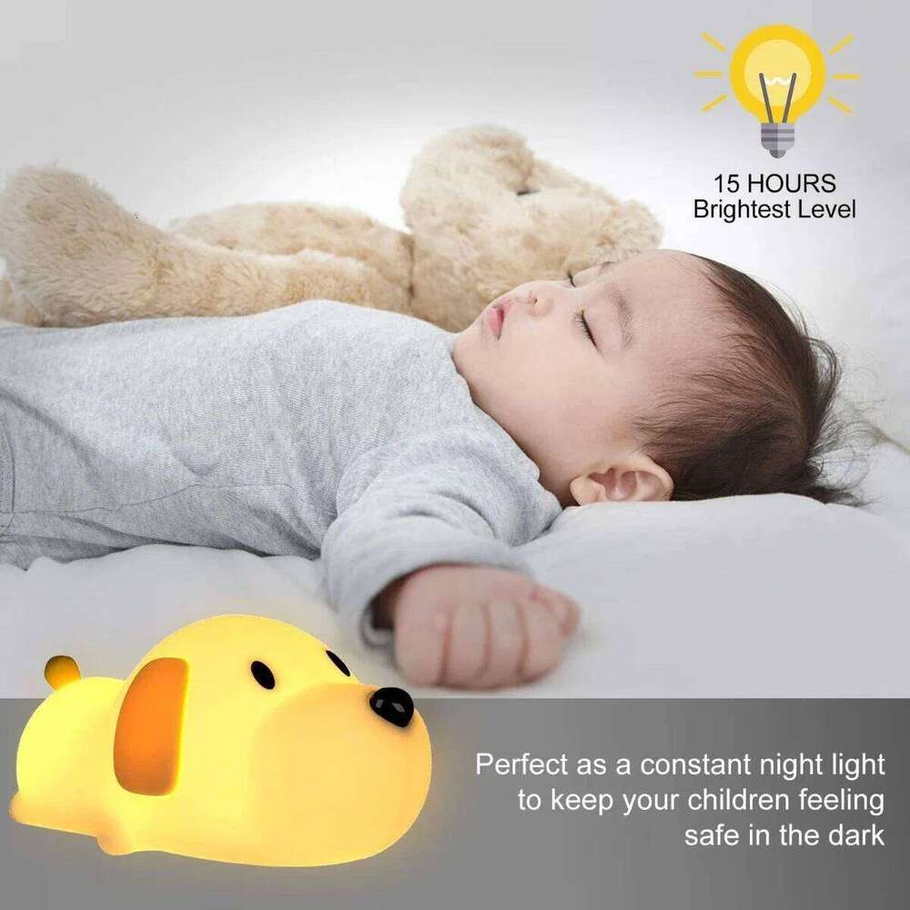 Dog Animal Lamp Sensor Children Kid Bedside Bedroom Decor Birthday Gifts Silicone LED Papa Puppy Night Light Z260227