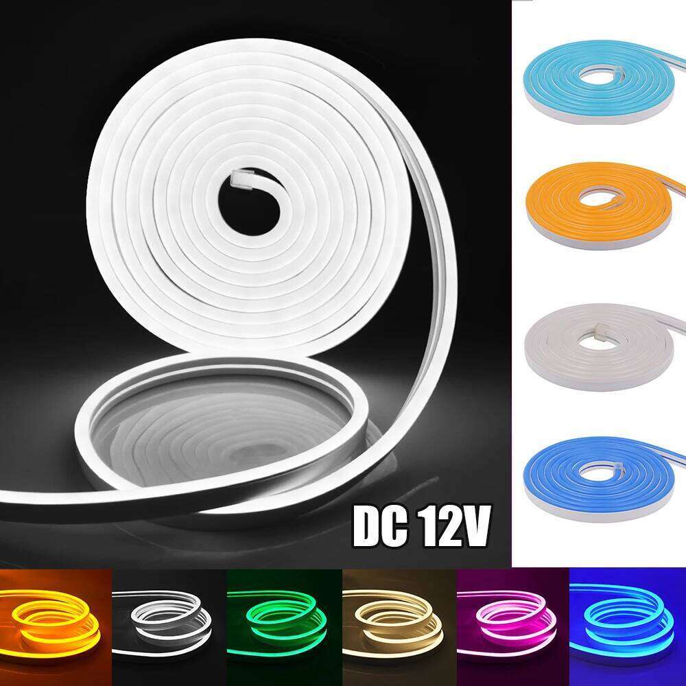 Neon DC 12V IP65 Waterproof 2835 120Leds/M White/Blue/Pink/Yellow/Red/Green Flexible Ribbion Rope LED Strip 0.5M 1M 3M 5M Z260226
