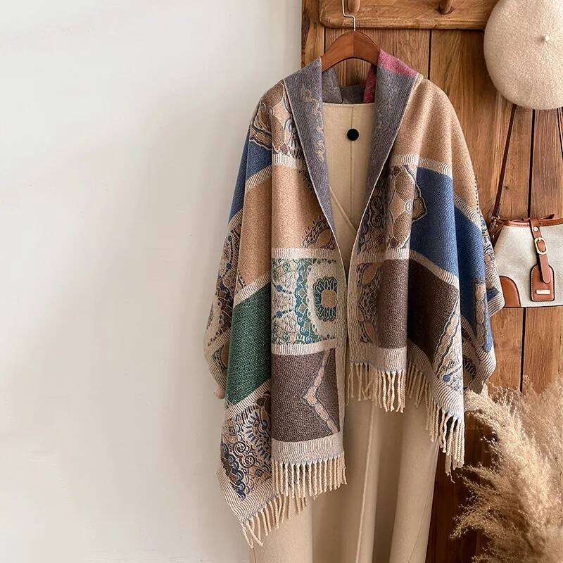 New Luxury Brands Ethnic style Two-Sided Cashmere Soft Warm Fringe Pashmina Shawl Winter Coldproof Windproof Blanket Scarf Z260226