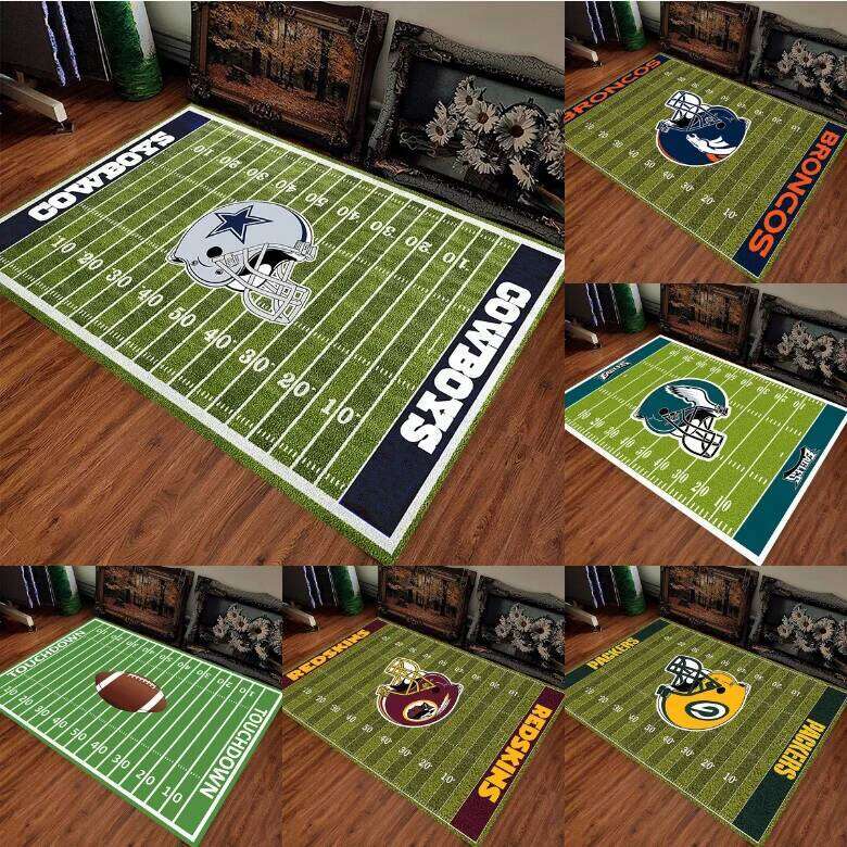 American Football Field Pattern Team Anti Slip Carpet Sports Fans HomeDecorationLiving Room Sofa Game RoomGreen Floor Mat H260227