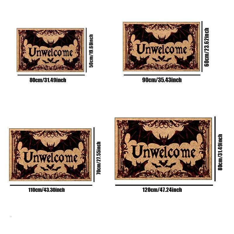 VIKAMA Halloween Mat Bat for Front Door Spooky Indoor Outdoor Doormat with Unwelcome Pattern Porch Entryway Home Decor H260226