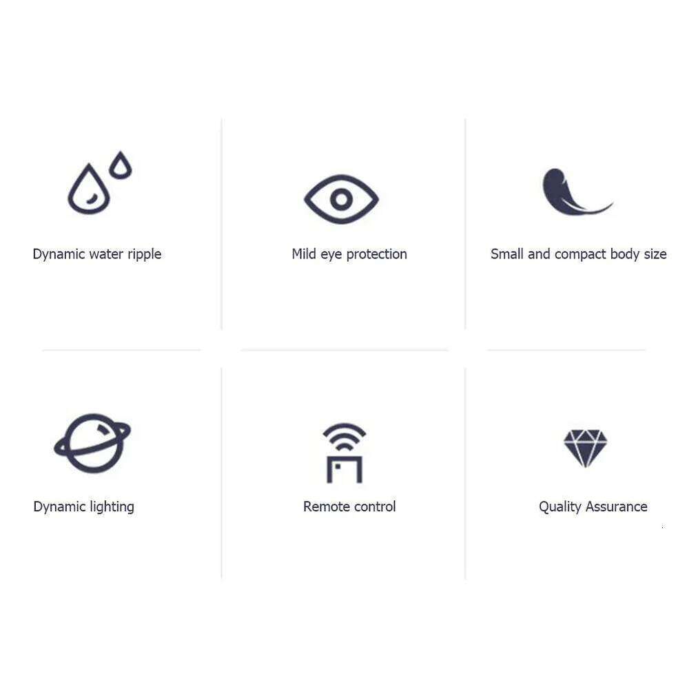 Dynamic Water Ripple Projector Night 16 Colors Flame Crystal Lamp for Living Room Study Bedroom Rotating Light Z260227