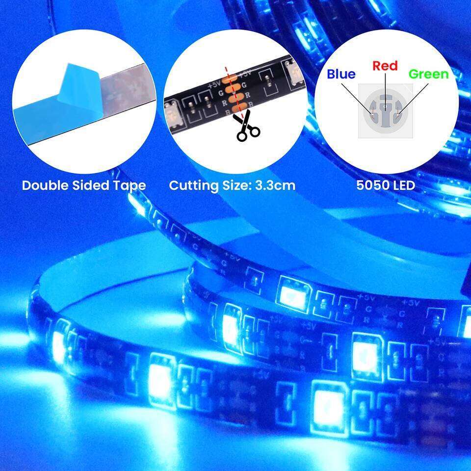 5V 5050 2835 RGB LED Strip Light Battery Power Remote Control 30 60 Leds Flexible Tape Waterproof Home Decoration 0.5m 1m 2m 5m Z260226