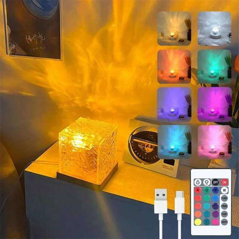 Wave Projector Light Ocean Lava Lamp Luminorthe Northern Lights Cube w/16 Colors,Dynamic Ripple Effect,Living Room Z260227