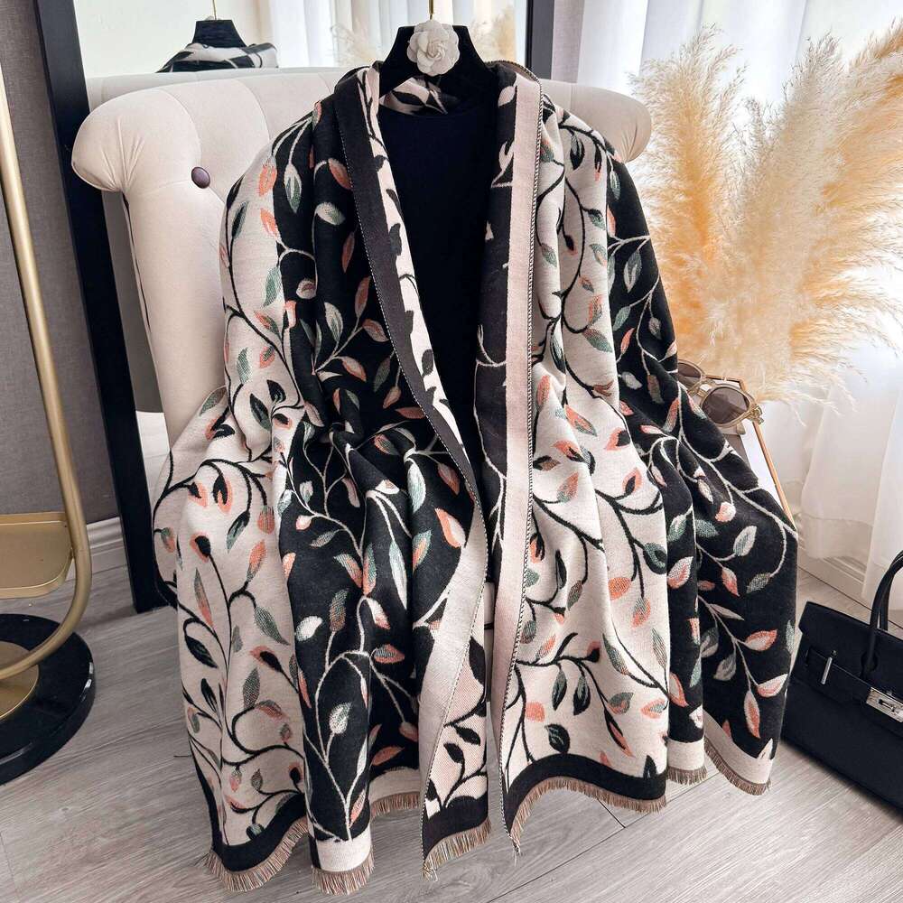Elegant Plaid Imitation Cashmere Scarf Soft Warm Versatile Shawl Coldproof Windproof Blanket for Autumn Winter Z260226