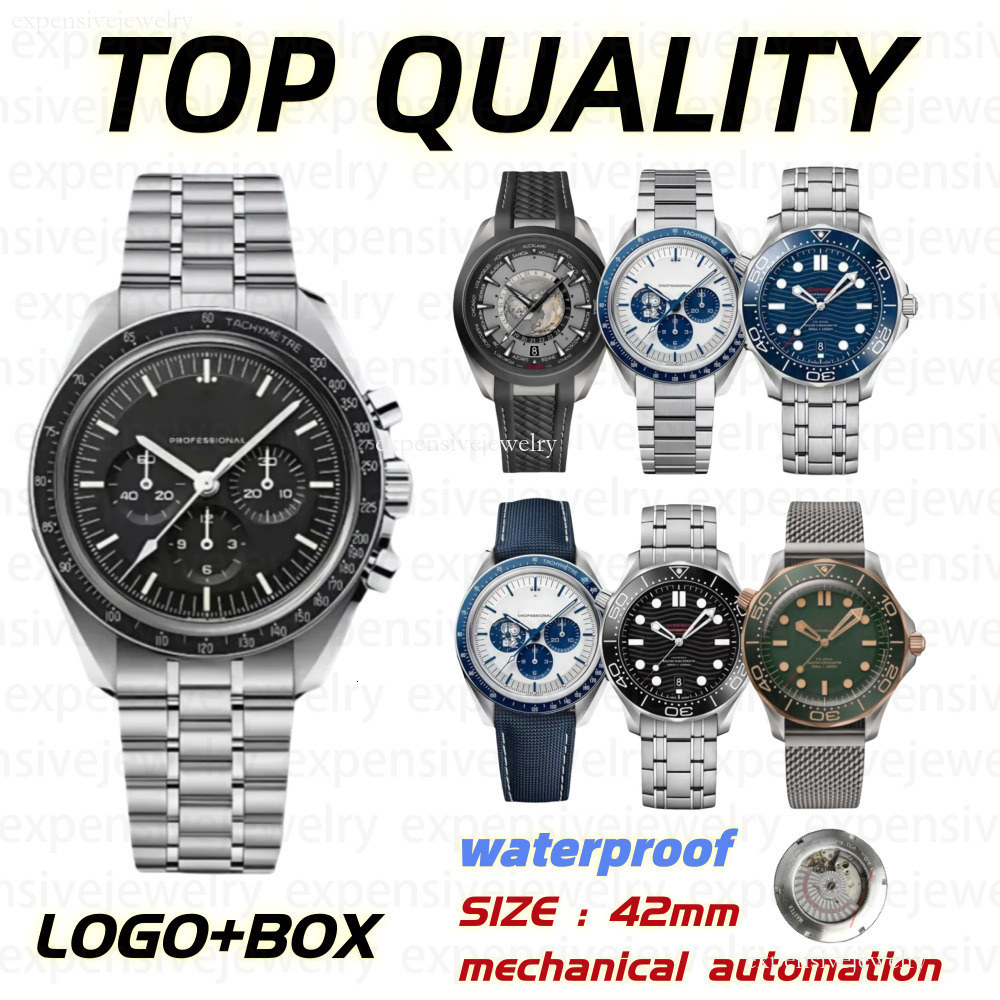 Luxury Omgwatch Sea Master Chronograph Mens Moon Luxury Multi-Function Classic Fashionable Fine Stainless Steel Strap Speed Fully 41Mm Automatic Omgs Watches 0A6