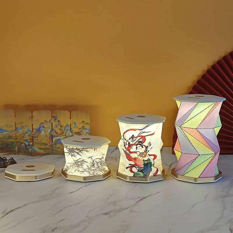 Mini Paper Lantern Night USB Charging Portable Foldable Book Lamp Bedroom Bedside Decor nightlight LED Table Light Gifts Z260227