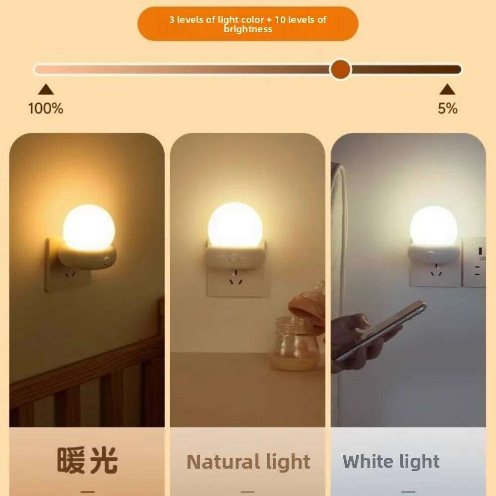 Plug-in Motion Sensor - Smart Home Hallway Light for Seniors' Use Auto-Rechargeable Intelligent Night Lamp Z260227