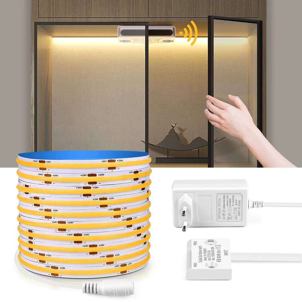 LED Motion Best Under Cabinet Light Strip COB 320LEDS/M DC 24V Door Movement Detect Sensor Night Lamp for Kitchen Wardrobe -J Z260226
