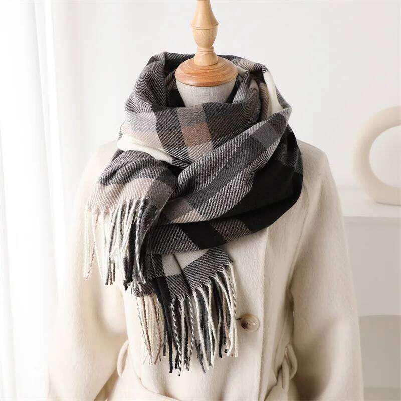 Fashion Classics Winter Imitation Cashmere Women Warm Scarf Thicken Stripe Shawl Travel Pashmina Neckerchief Foulard Wrap Hijab Z260226