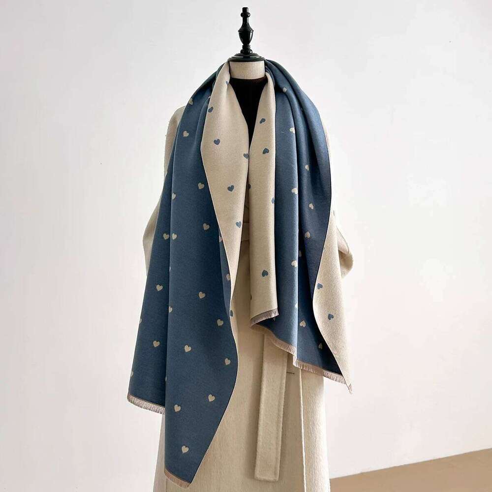 Luxury Winter Scarf Women Faux Cashmere Warm Heart Pattern Pashmina Brand Foulard Female Shawls Wraps Thick Soft Bufanda Stole Z260226