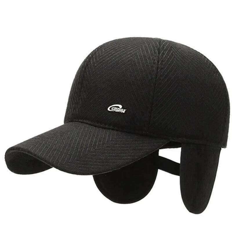 Men's Winter Hat Middle-aged Warm Ear Protection Thickened Baseball Caps Adjustable Size Men Earmuffs Hats Casual Sports Cap Z260226