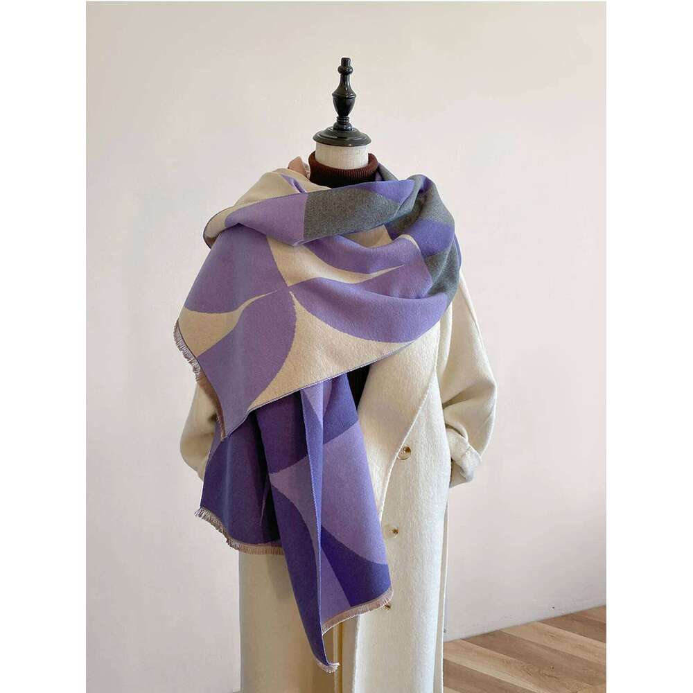 Winter Women's Luxury Design Double sided Imitation Cashmere Warm Scarf Shawl 2024 New Z260226