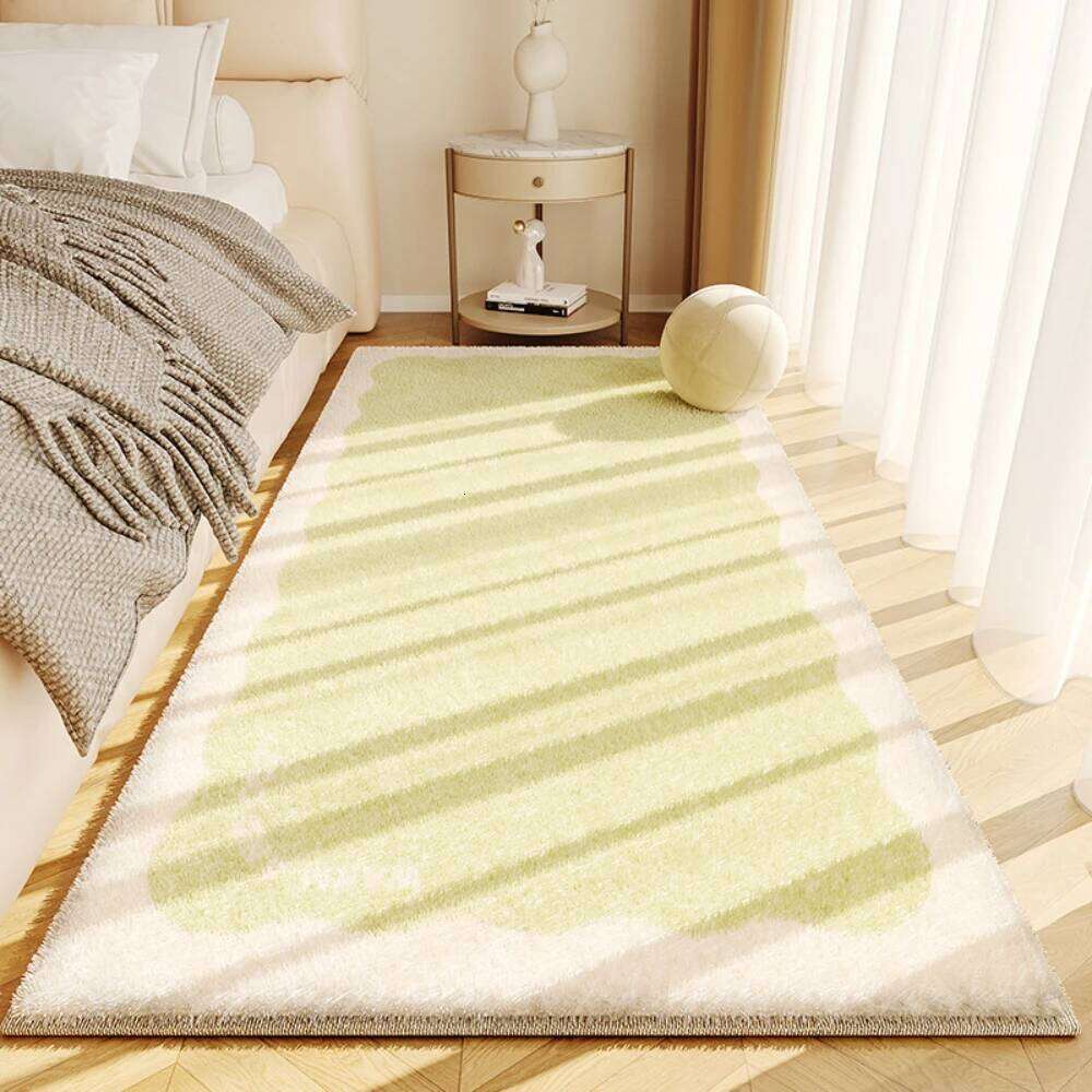 VIKAMA Rug For Flannel Cream Wind Solid Color Black And White Diamond Lattice Bed Bedroom Window Carpet H260226