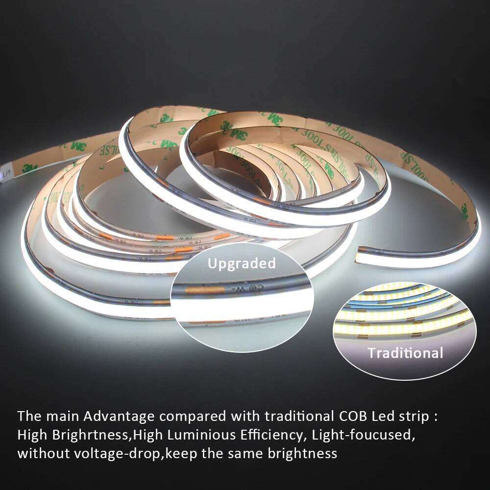 CCT COB Strip Light 24V Dimmable 1M 2M 3M 4M 5M WW CW Dual White FCOB LED Tape Ribbon Linear Lamp with RF Remote Control Kit Z260226