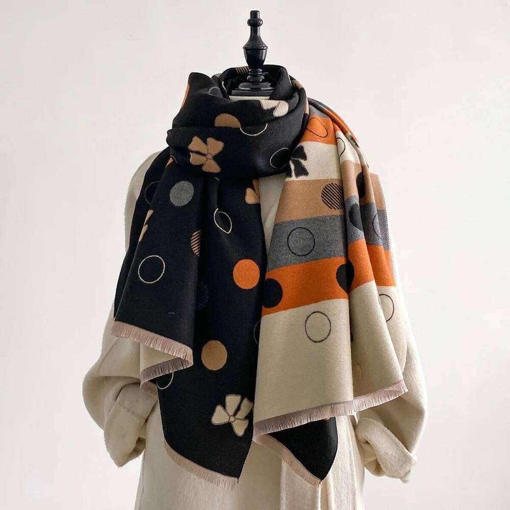 New Brand Elegance Bow Print Scarf Soft Warm Fringe Pashmina Shawl Autumn and Winter Outdoor Coldproof Windproof Blanket 2025 Z260226