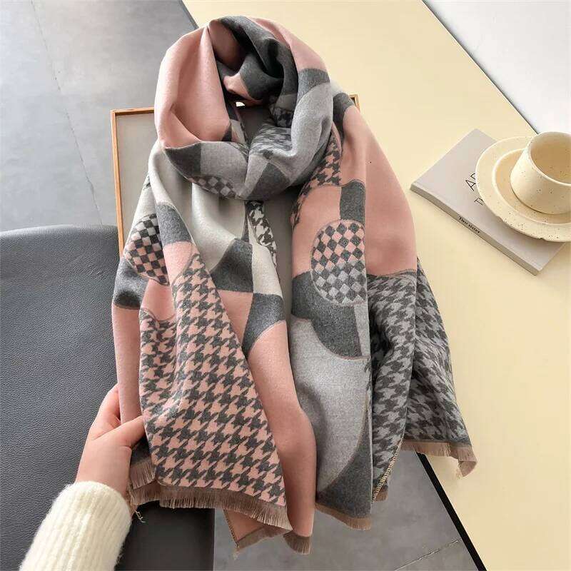 Luxury Brand Cashmere Women Plaid Scarf Winter Warm Shawl and Wrap Bandana Pashmina Female Foulard Square Thick Blanket Poncho Z260226