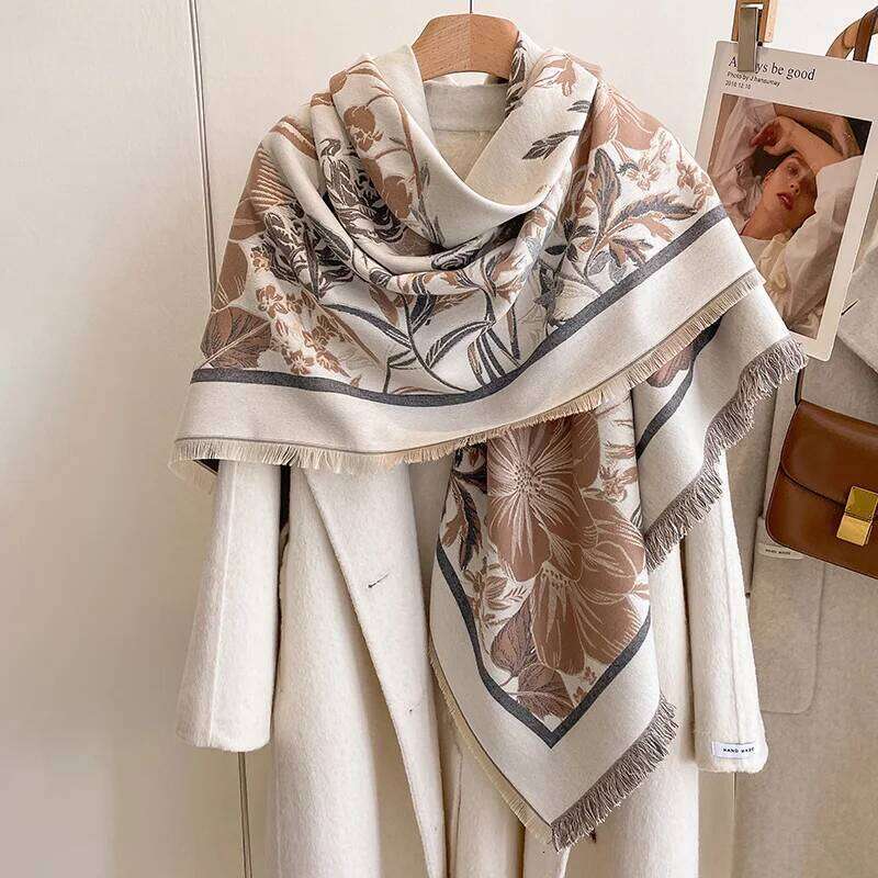 New Fashion Cashmere Women Two-sided Large Square Scarf Winter Warm Shawl and Wrap Bandana Pashmina Female Foulard Thick Blanket Z260226