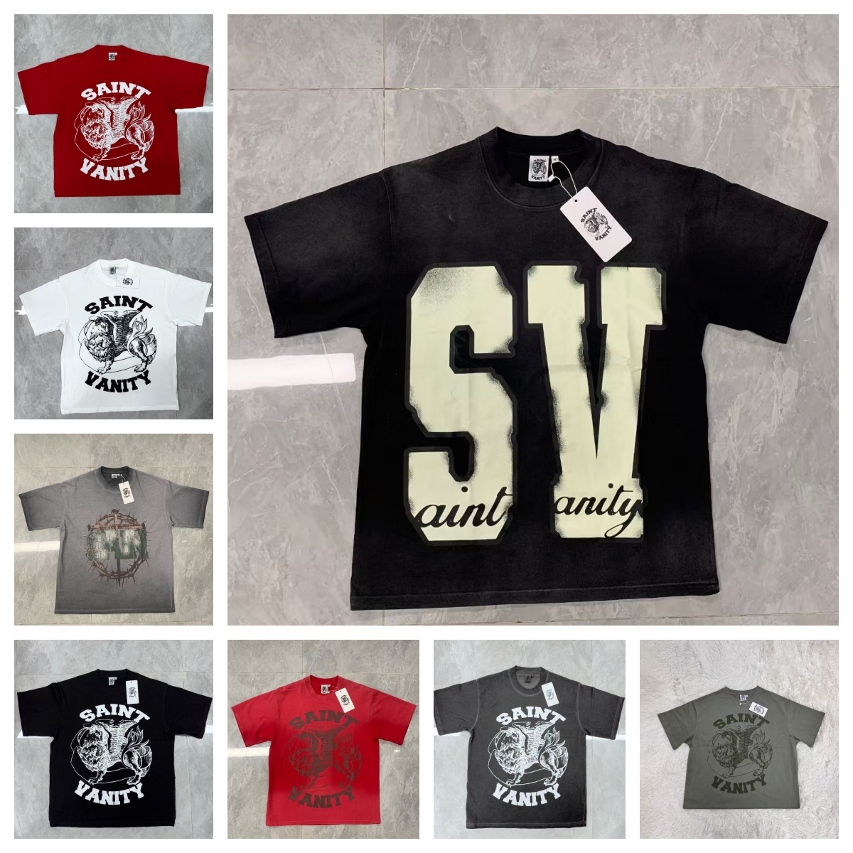 saint Vainty shirts Mens Designer Saint Vanity Shirt Streetwear Hip Hop Unisex Short Sleeve Summer High Quality Cotton shirts Vintage Print Letter